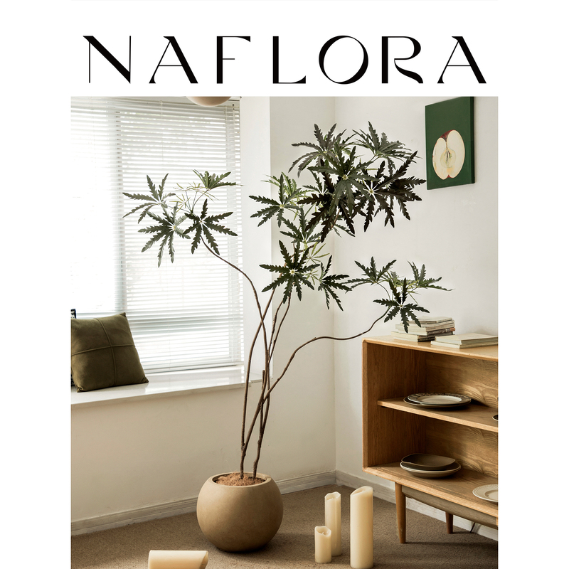 Na's Flower House Large Artificial Plant Potted Decoration for Living Room, Wabi-Sabi Style, Bionic Peacock Tree, Floor-Standing Green Plant