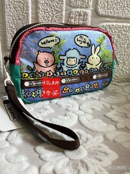 Lamb family portrait original design cute cartoon thickened clutch bag women's shoulder messenger bag mobile phone bag coin purse