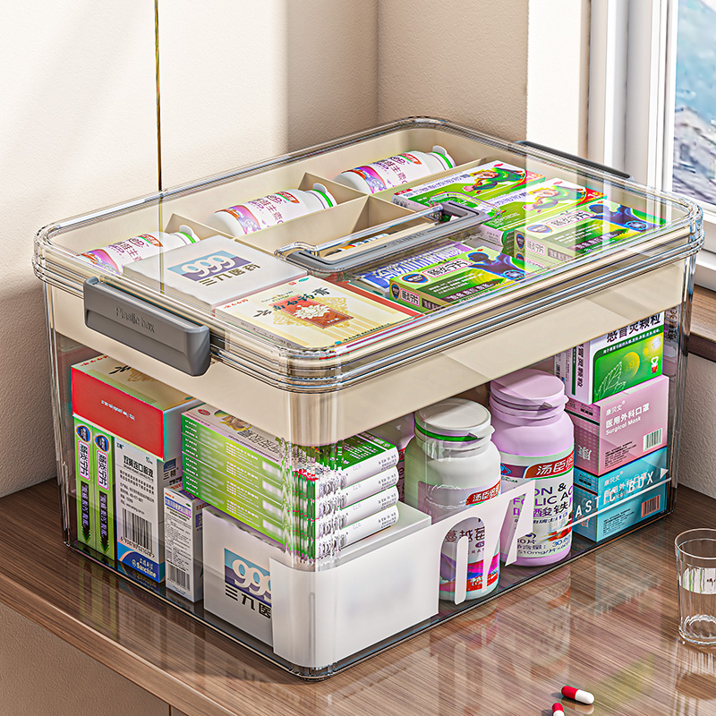 Medicine box Home Medicine Storage Box Medicine Box Home Multilayer Transparent Large Capacity Portable Medical Small Medicine Box-Taobao
