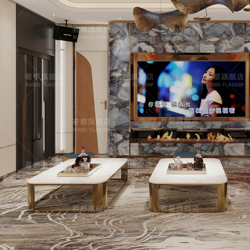 Custom KTV special tea table stainless steel rock plate light lavish minimalist around clear bar Fancy Clubhouse Bar Table-Taobao