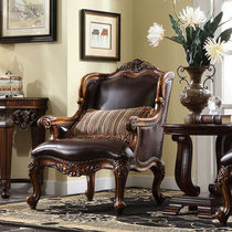 Oulunmei sofa chair solid wood American style single simple leisure chair single chair retro bedroom small apartment office meeting