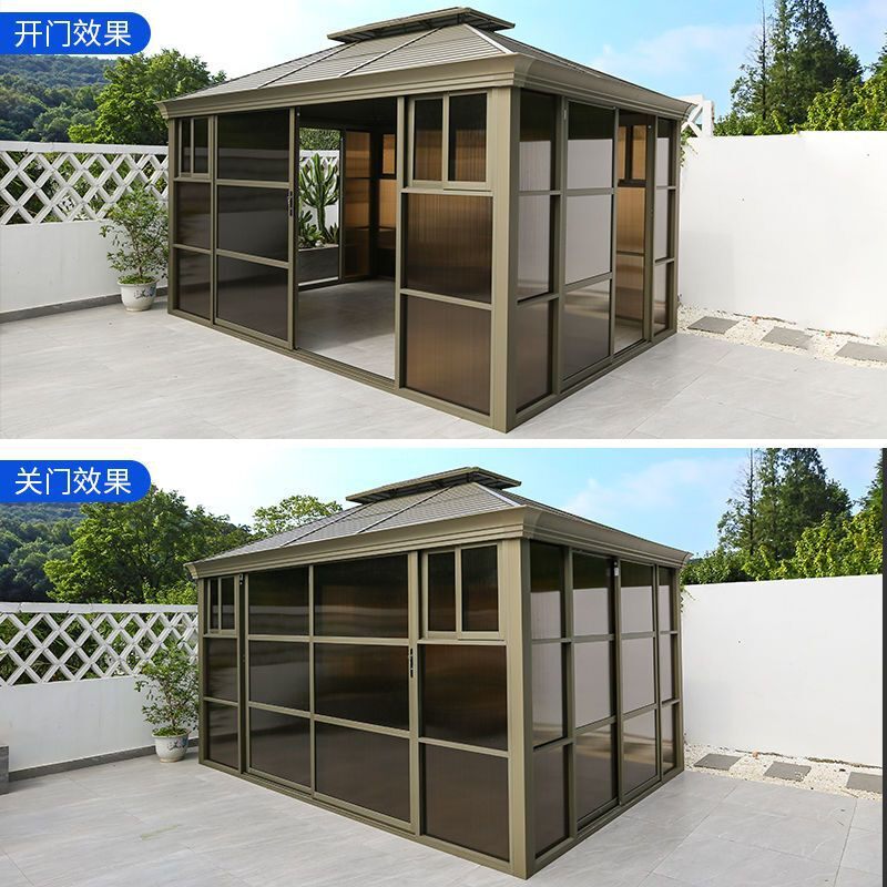 Outdoor Gazebo Aluminum Alloy Balcony Self-Assembled Movable Sunroom Villa Sunshade Canopy Sunroom Courtyard Garden