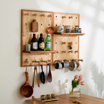 Solid wood hole panel wall hanging board storage rack entrance door and entrance door custom decorative partition storage rack storage rack