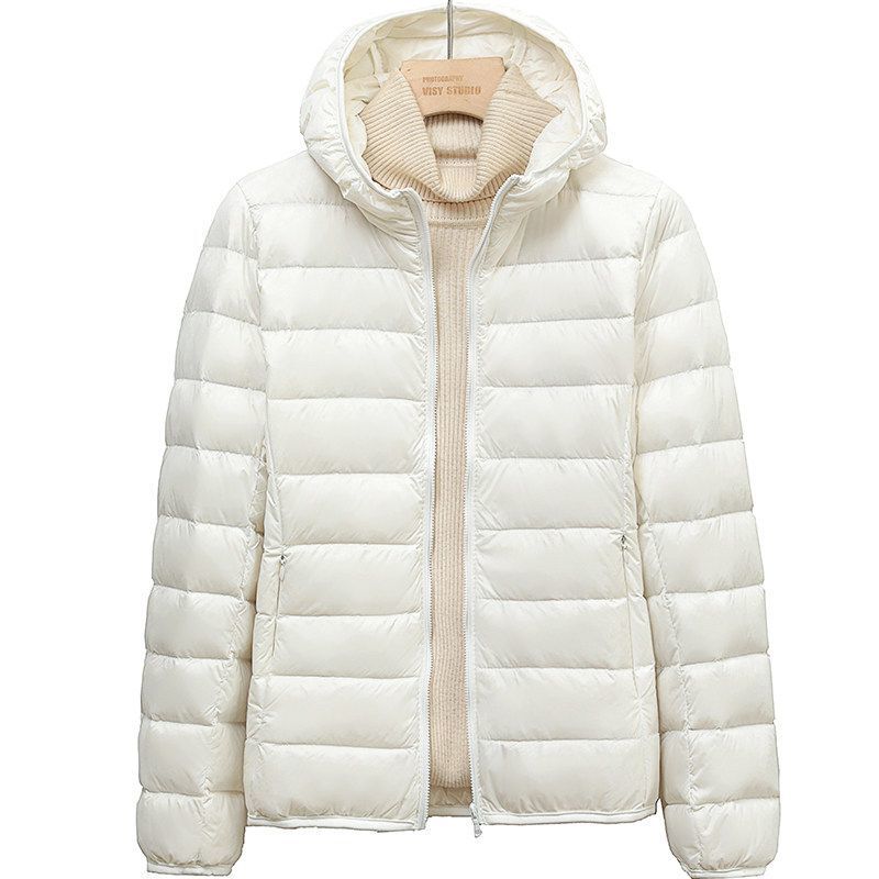 Plus-Size Mom's Short Off-Season down Jacket for Women 100kg Middle-Aged and Elderly Extra-Large Lightweight Hooded Ultra-Thin Style