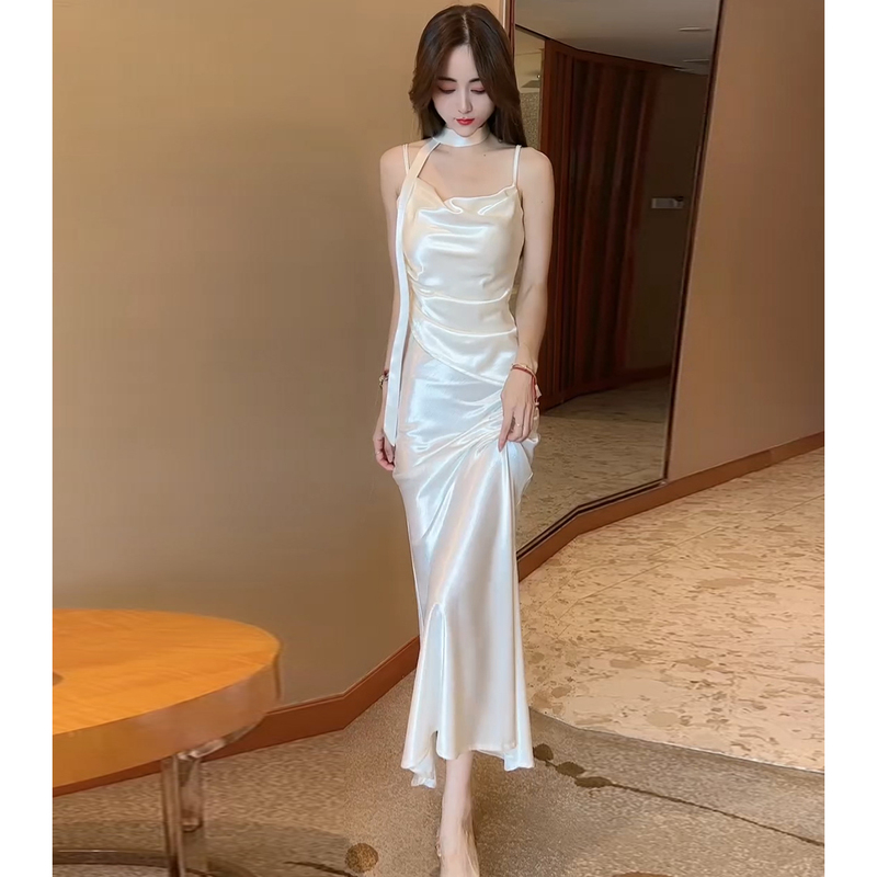 Trendy and Beautiful Dresses for Women in 2026 Summer, Popular Acetate Satin Sexy Spaghetti Strap Long Dress Trendy and Beautiful Dresses for Women in 2026 Summer, Popular Acetate Satin Sexy Spaghetti Strap Long Dress
