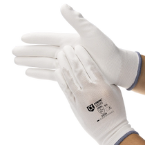 Economical nylon PU palm dipped gloves 10333 white 10 pairs light breathable comfortable and wear-resistant S-XL size