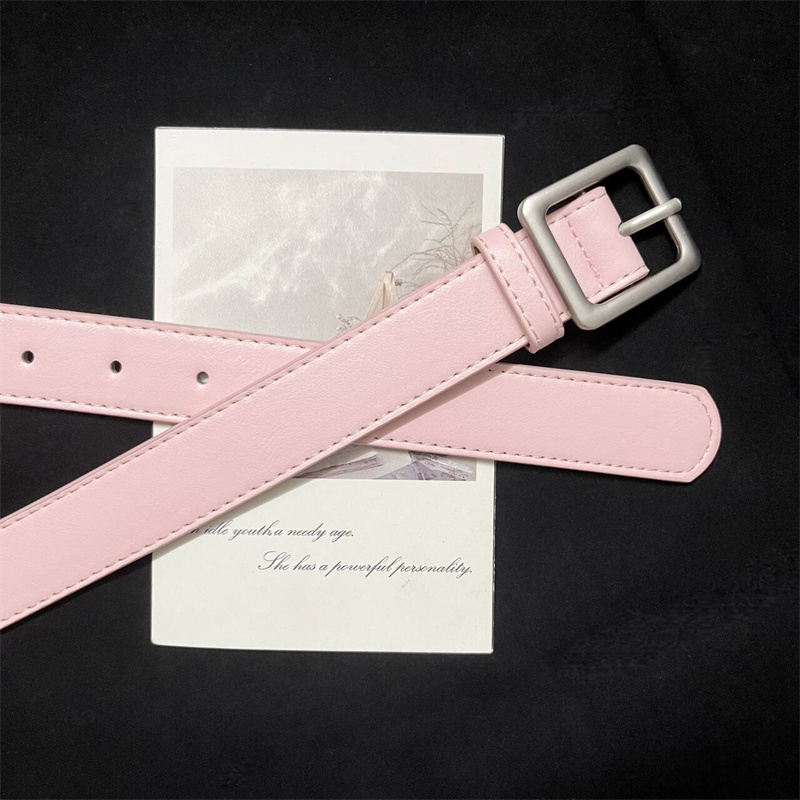 Retro American-Style Pink Belt for Women with Square Buckle, Sweet and Versatile, Matching with Jeans and Dresses, Pink Belt for Women Retro American-Style Pink Belt for Women with Square Buckle, Sweet and Versatile, Matching with Jeans and Dresses, Pink Belt for Women