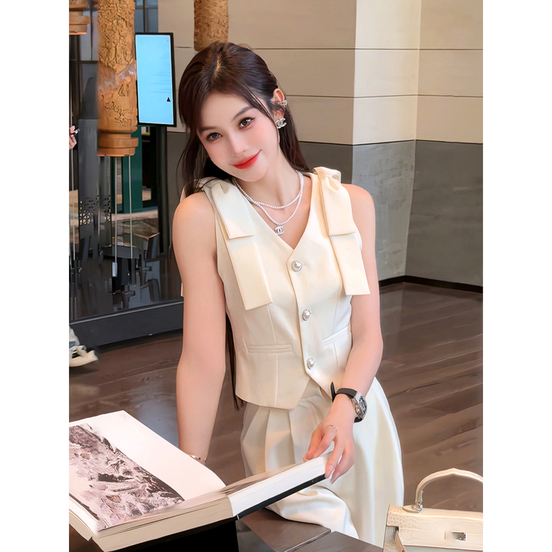 Chanel-Style Sleeveless Vest and Wide-Leg Pants Set for Women, Spring and Summer Luxury Casual Two-Piece Outfit