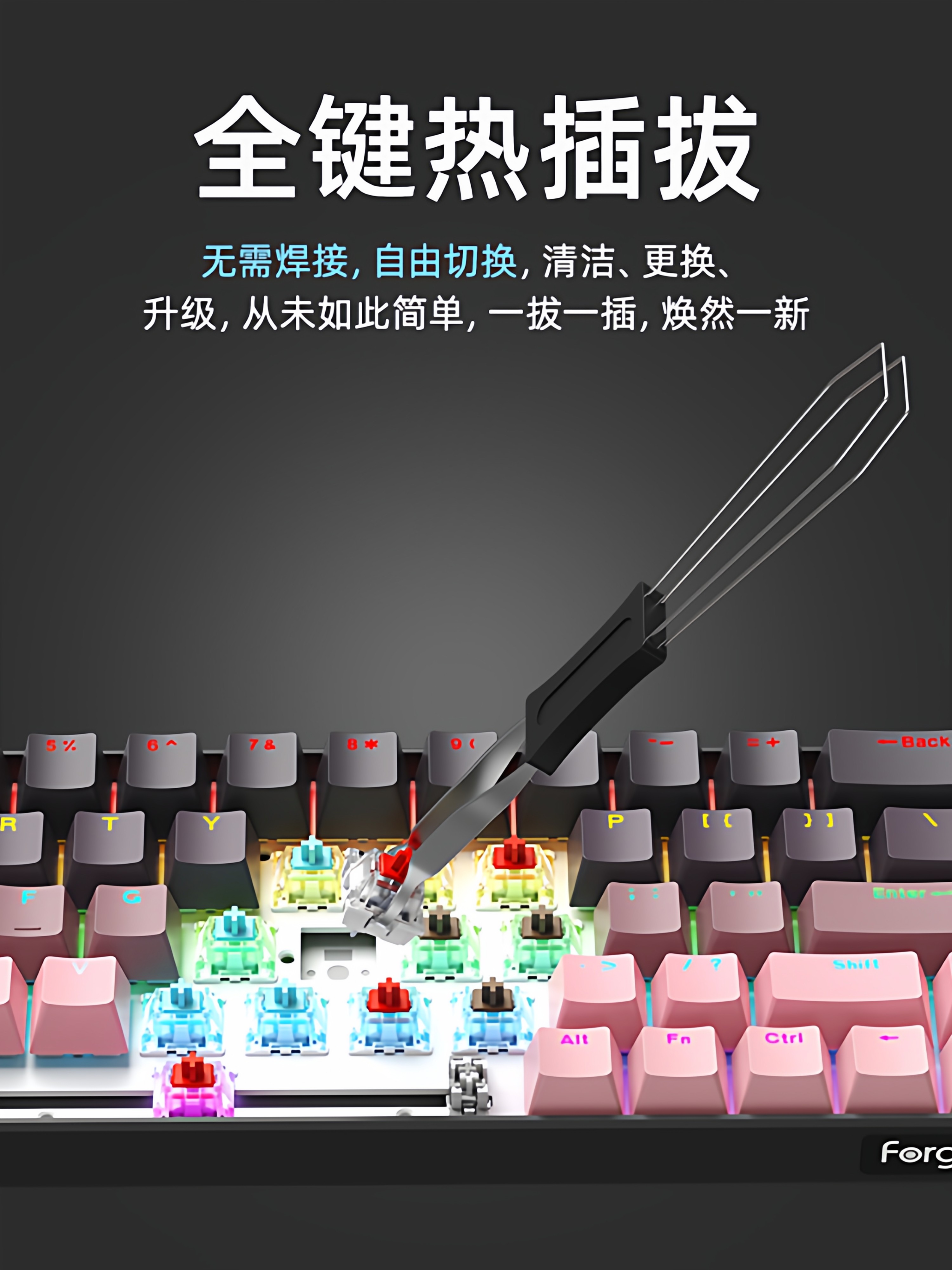 Ruiyi F68 Wired Mechanical Keyboard 68-Key Gaming Office E-Sports Small Portable Laptop Keyboard