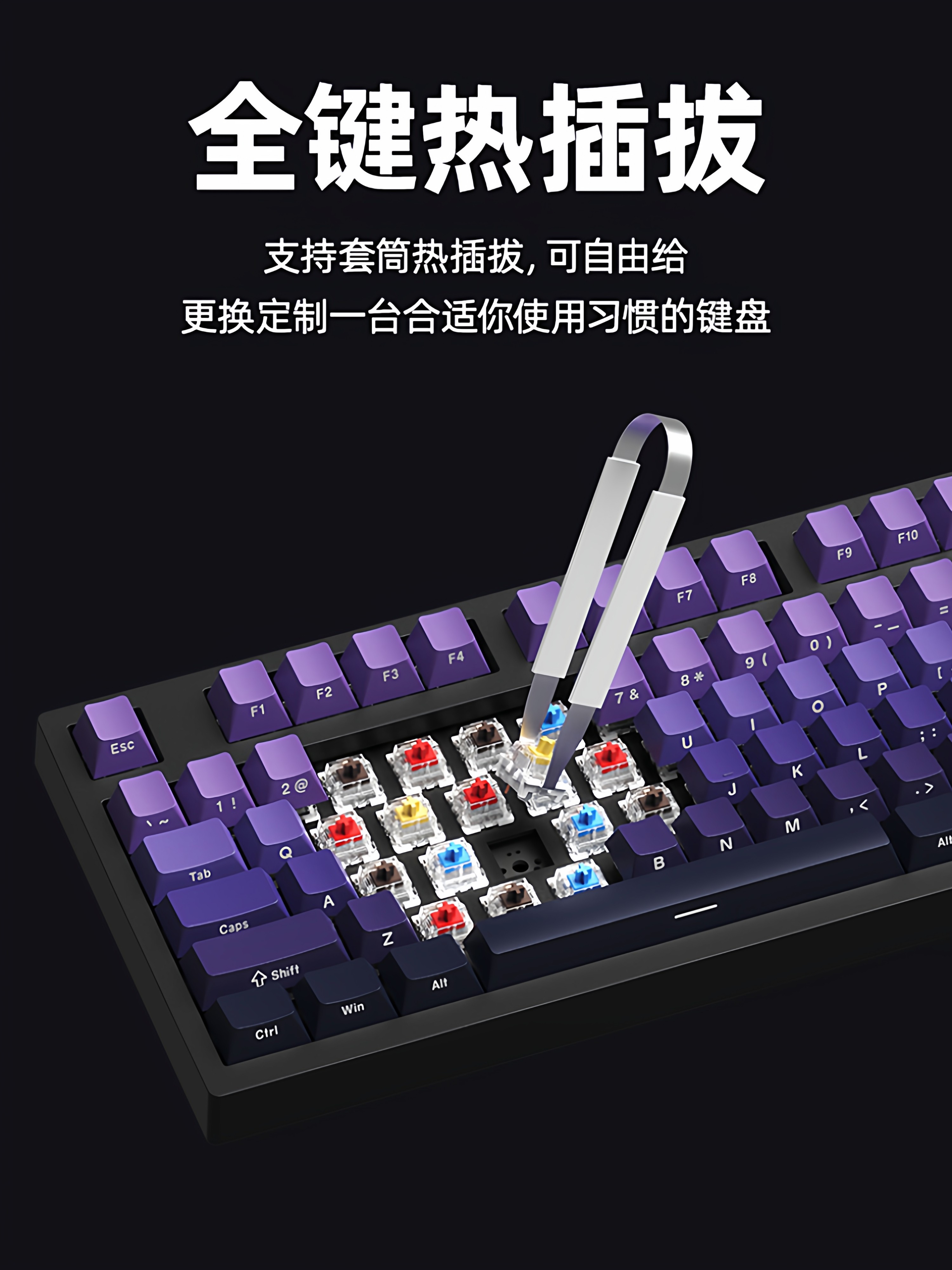 Ruiyi F98Pro Wireless Mechanical Keyboard Three-Mode Bluetooth Gaming Hot-Swappable Rgb Office Side-Engraved Keyboard