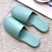 Japanese style silent four-season home leather slippers for women Baotou home indoor wooden floor silent home soft-soled slippers for men