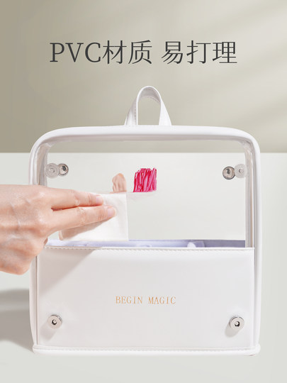 Сумка для хранения кистей для макияжа Beginmagic, большая вместимость, портативная, профессиональная, для путешествий, прозрачная, вертикальная, складная, KCZDB