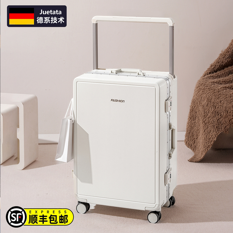 German Imported Wide-Handle Suitcase 2026 New Model Large Capacity Silent Aluminum Frame Travel Boarding Code Lock Suitcase for Men and Women