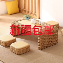Xinjiang tatami tea table rattan balcony bay window living room tea table simple Japanese style low table home floor set