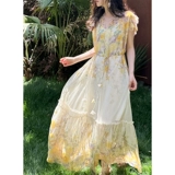 Летнее платье, корсет, длинная юбка, градиент