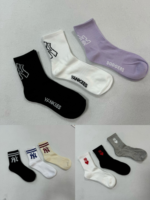 Unisex Mid-Calf Socks, Sizes 35-42, Three Styles, 9 Pairs in a Set, No Duplicates