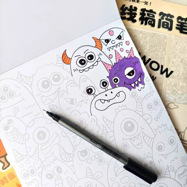 Line Drawing, Simple Sketching, Pen Control Practice, Drawing Sketches, Boredom Relief at Work, Practice Copying Pictures, Small Paper Sketches