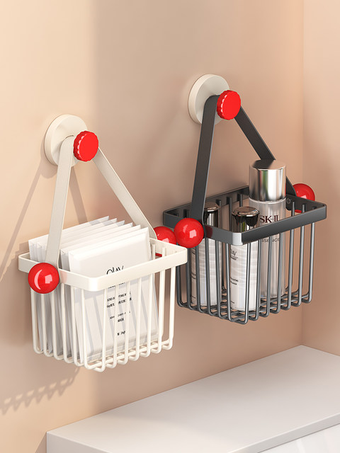 Bathroom suction cup storage rack bathroom punch-free wall storage rack toilet wall-mounted hand wash basin hanging basket