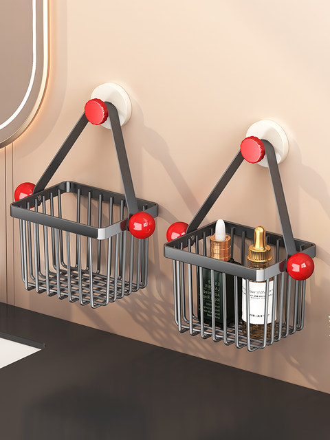 Bathroom suction cup storage rack bathroom punch-free wall storage rack toilet wall-mounted hand wash basin hanging basket