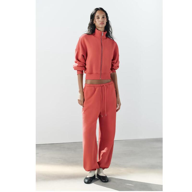 Za Factory 26 Autumn Casual Fashion Loose High-Neck Zipper Sweatshirt 2615803 Velvet Jogging Pants 2615804 Za Factory 26 Autumn Casual Fashion Loose High-Neck Zipper Sweatshirt 2615803 Velvet Jogging Pants 2615804