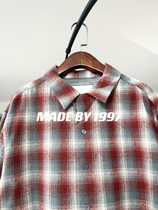 In-Stock Jing Boran Style 23Fw Marla Style m Four-Corner Stitched Plaid Shirt, Couple Style, Versatile