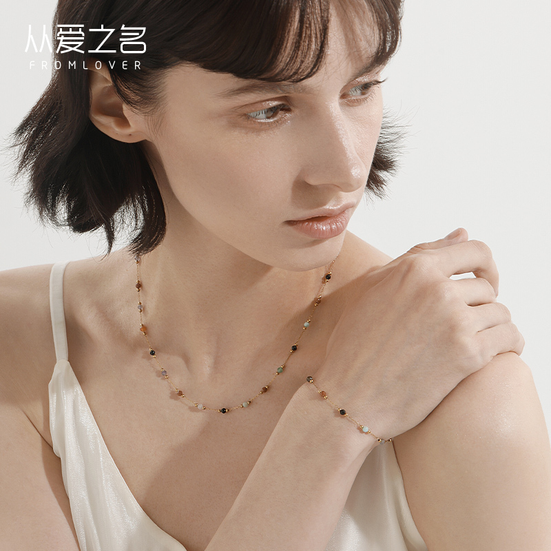 Midsummer Night Necklace for Women with Natural Colorful Stones, Designer New Style, Personalized Simple Dopamine Clavicle Chain