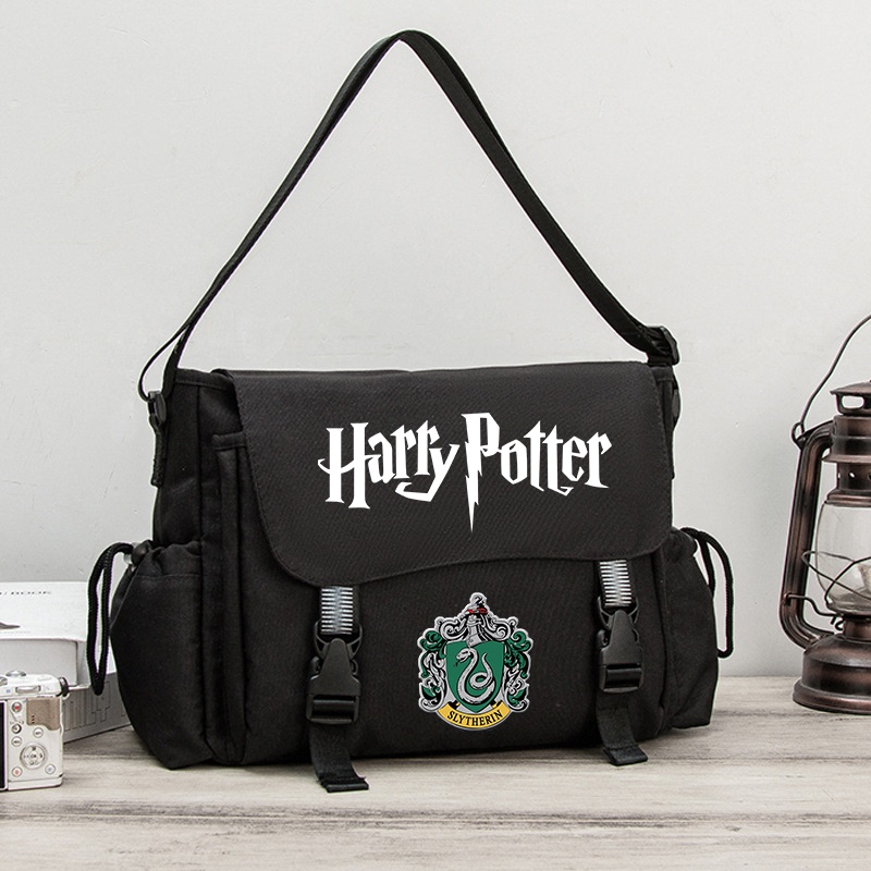 Harry Potter Slytherin Gryffindor Single-Shoulder Canvas Bag Ravenclaw Hufflepuff Merchandise Tutoring Bag for Men and Women