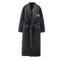 Pajamas for men winter thickened long coral velvet quilted plus velvet warm winter bathrobe cotton pajamas large size winter style