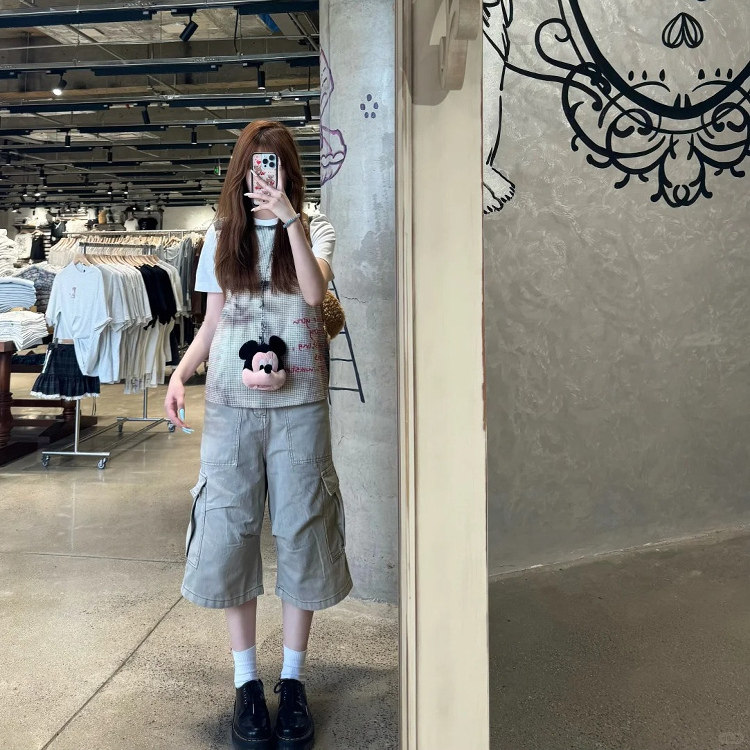 Summer New American Street Style Retro Multi-Pocket Shorts, Cropped Pants, Unisex Loose High-End Wide-Leg Cargo Pants Summer New American Street Style Retro Multi-Pocket Shorts, Cropped Pants, Unisex Loose High-End Wide-Leg Cargo Pants