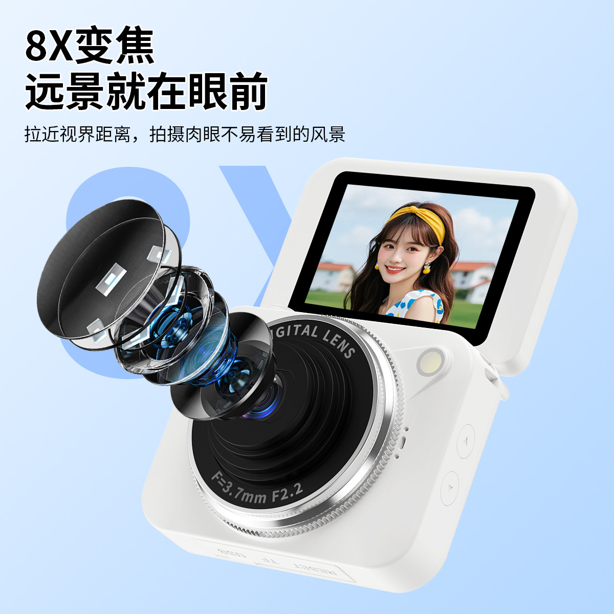 6400W Student Affordable Ccd Entry-Level Flip Digital Camera with High-Definition Flip Screen, Gift, Retro ins Selfie