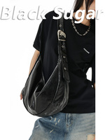 Black Sugar Black retro large-capacity dumpling bag niche original crossbody bag versatile shoulder armpit bag