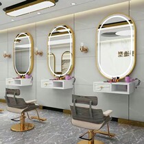 Internet celebrity hairdressing mirror integrated simple with light LED hair cutting mirror barber shop mirror hair salon special mirror cabinet combination