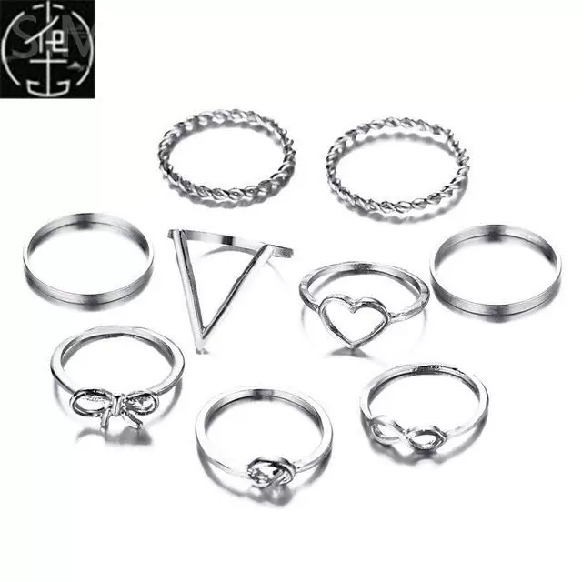 Сет золотистых колец 17 мм для WOMINTAGE Сердце Бантик Twist
