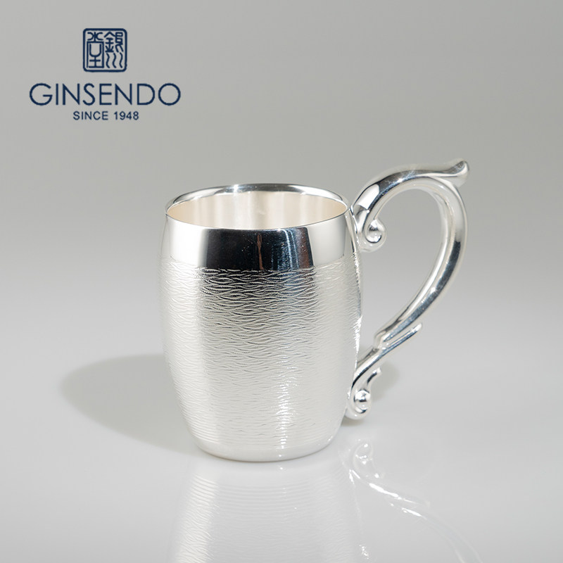银川堂GINSENDO纯银日本进口双层马克杯情侣水杯日式纯手工银杯子-淘宝