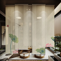 Roller curtain curtain screen soft partition curtain tea room living room decoration oriental aesthetics Chinese style elegant lotus sunshade curtain