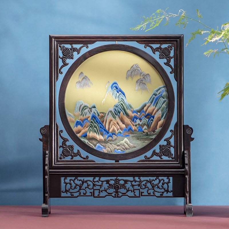 Suzhou Double-Sided Embroidery Table Decoration, Antique-Style Screen, Suzhou Embroidery, New Chinese-Style Handicrafts, Table Screen, Entrance Hall, Chinese Style