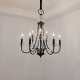 French Retro Living Room Chandelier Black Candle Staircase Chandelier Pearl Romantic Light Luxury Hotel Bedroom Crystal Lighting
