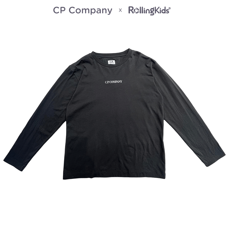 CP Company детская черная футболка с круглым вырезом и длинными рукавами для мужчин и женщин, свободная простая верхняя одеждаRollingKids
