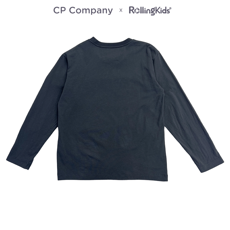 CP Company детская черная футболка с круглым вырезом и длинными рукавами для мужчин и женщин, свободная простая верхняя одеждаRollingKids