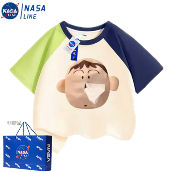 
NASA joint brand Ah Dai paper pure cotton T-shirt for boys and girls design children's clothing with paper clown fish clothes