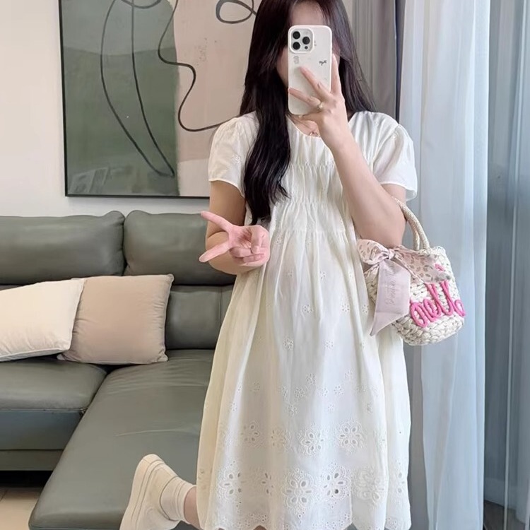 Maternity Dress 2025 New Summer Small Style Loose Belly Covering Maternity Dress Western Style Lace Dress Maternity Dress 2025 New Summer Small Style Loose Belly Covering Maternity Dress Western Style Lace Dress