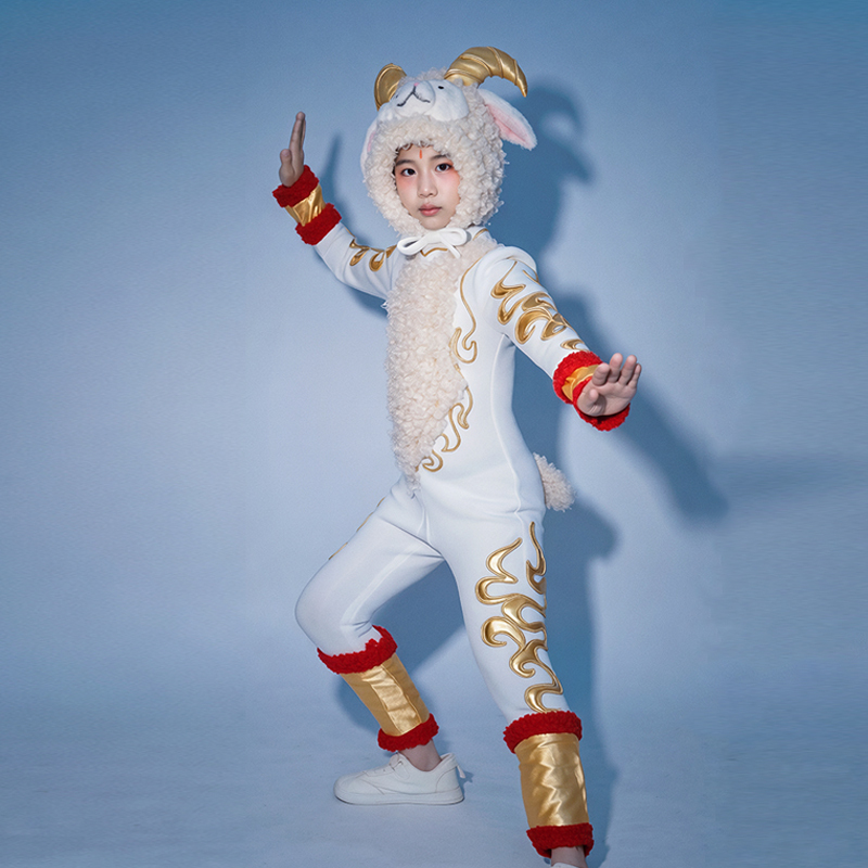 Children's Little Lamb Animal Cute Performance Costume for the Festival of All Gods, Little Lamb Celebrating and Dancing in Joyful Cheer, Dance Performance Costume for Drama Children's Little Lamb Animal Cute Performance Costume for the Festival of All Gods, Little Lamb Celebrating and Dancing in Joyful Cheer, Dance Performance Costume for Drama