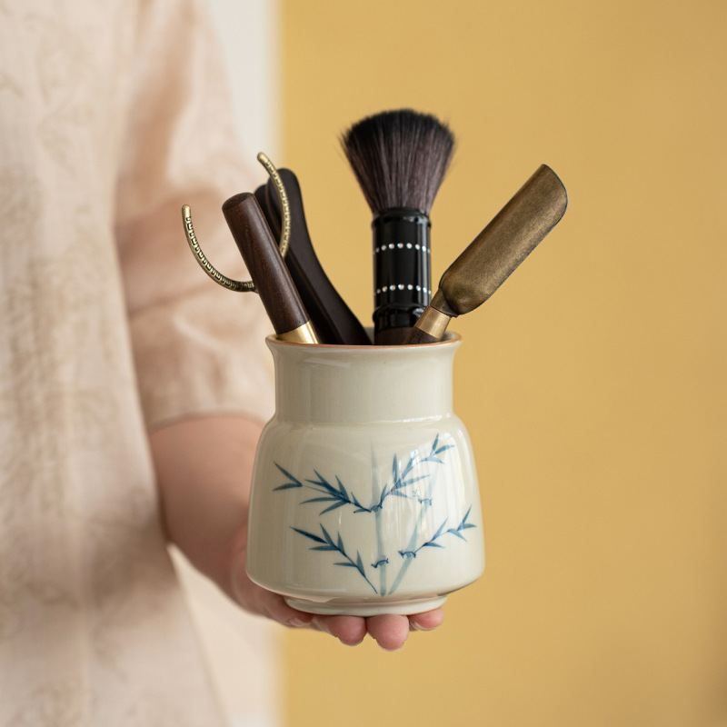 Six Gentlemen Suit Home Making Tea Tools Utive Tea Accessories Tea Ceremony Pen Holder Tea Needle Tea Spoon Ceramic Hand-painted-Taobao