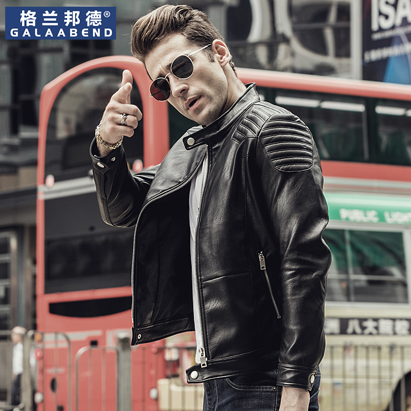Trendy Brand Genuine Leather Jacket Men's Leather Short Coat 2026 New Stylish Slim Fit Youth Stand Collar Biker Jacket