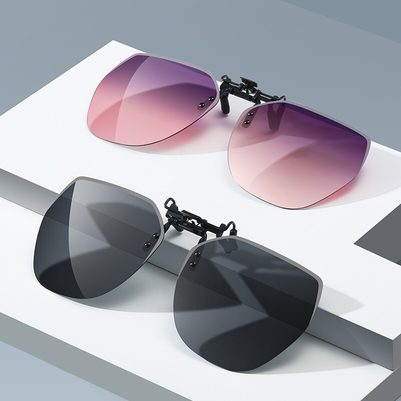 男性用クリップオンサングラス、運転用、偏光レンズ、度付きメガネ、昼夜兼用、女性用日焼け防止。