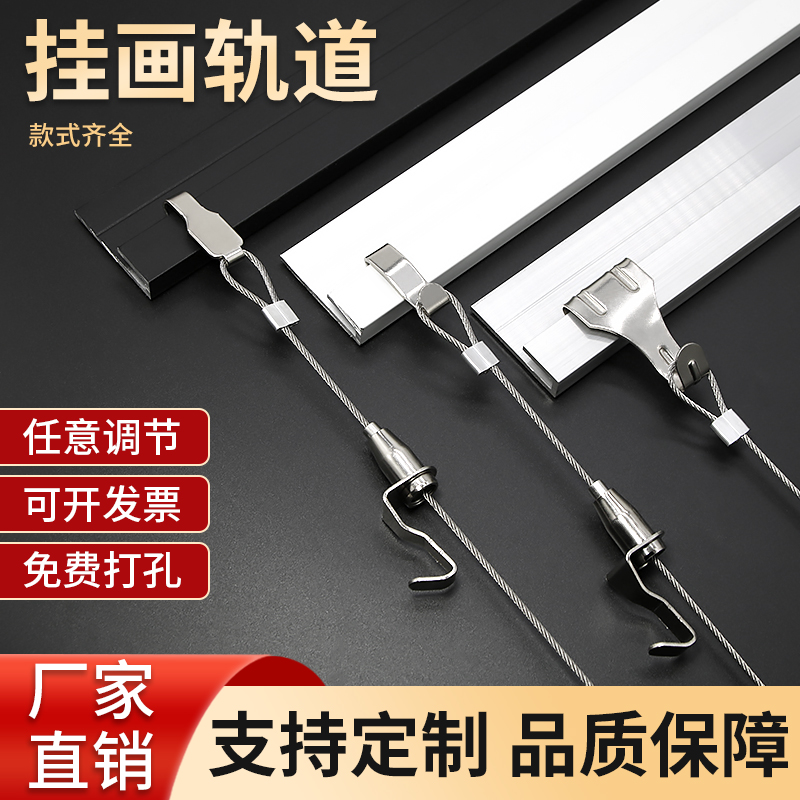 Hung illustrator track adjustable hanging painting rope hanging painting line hanging mirror wire lifting hook mobile painting rail exhibition gallery steel wire rope-Taobao