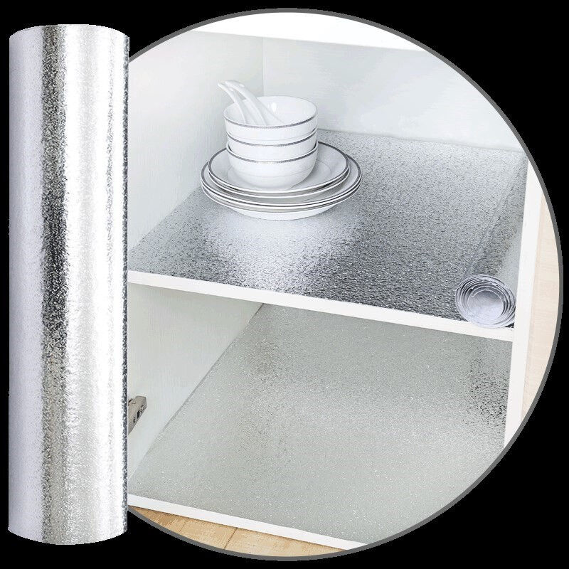 Old hutong thick-wearing aluminum foil cabinet anti-damp cushion paper self-adhesive aluminum film back glue waterproof cushion stickers tin paper to cook-Taobao