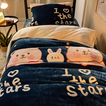 Milk Coral Suede Three-piece Student Dormitory Bed Linen Bed Flannel one-meter-two-bed girl bed bedding