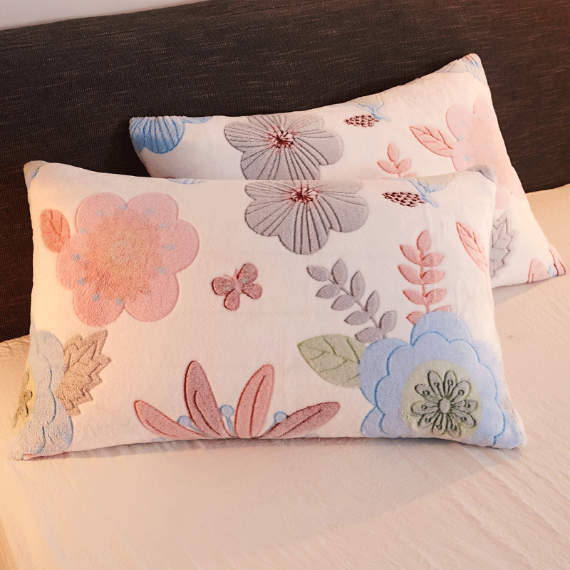 Coral Suede Pillowcase Suede pair with single flange fluff plush plush gush pillowcase pillow core cover winter