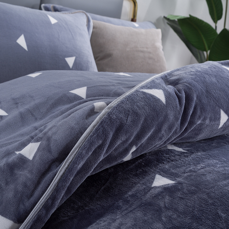Winter coral duvet cover single piece milk flannel plus duvet cover plush winter dormitory 150x200x230